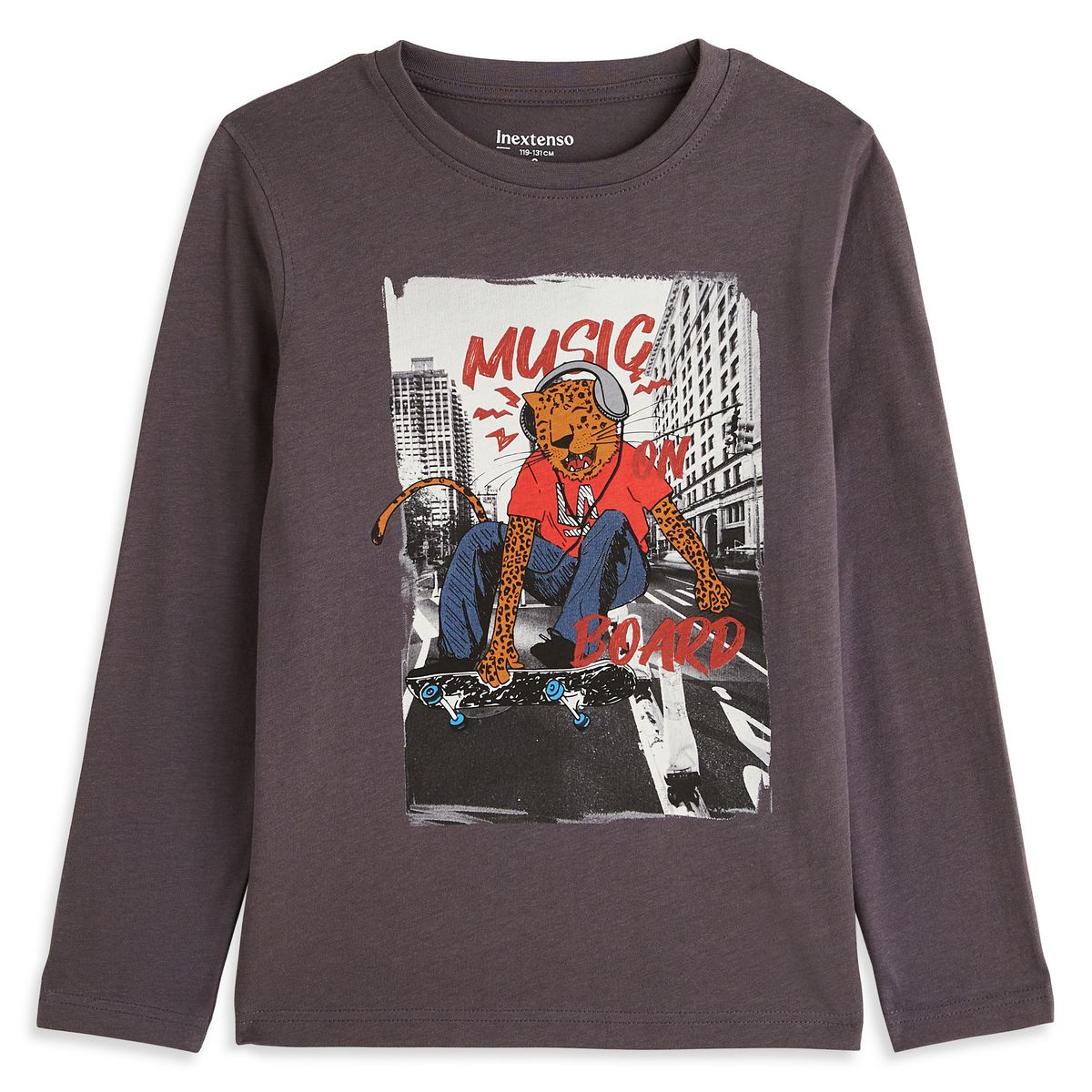 INEXTENSO T-shirt manches longues gris garçon en coton 