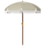 OUTSUNNY Parasol droit de plage jardin style bohème à franges UV40+ vert