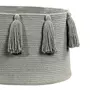 Lorena Canals Panier de rangement en coton tressé gris clair avec pompons 30 x 45 x 45 cm