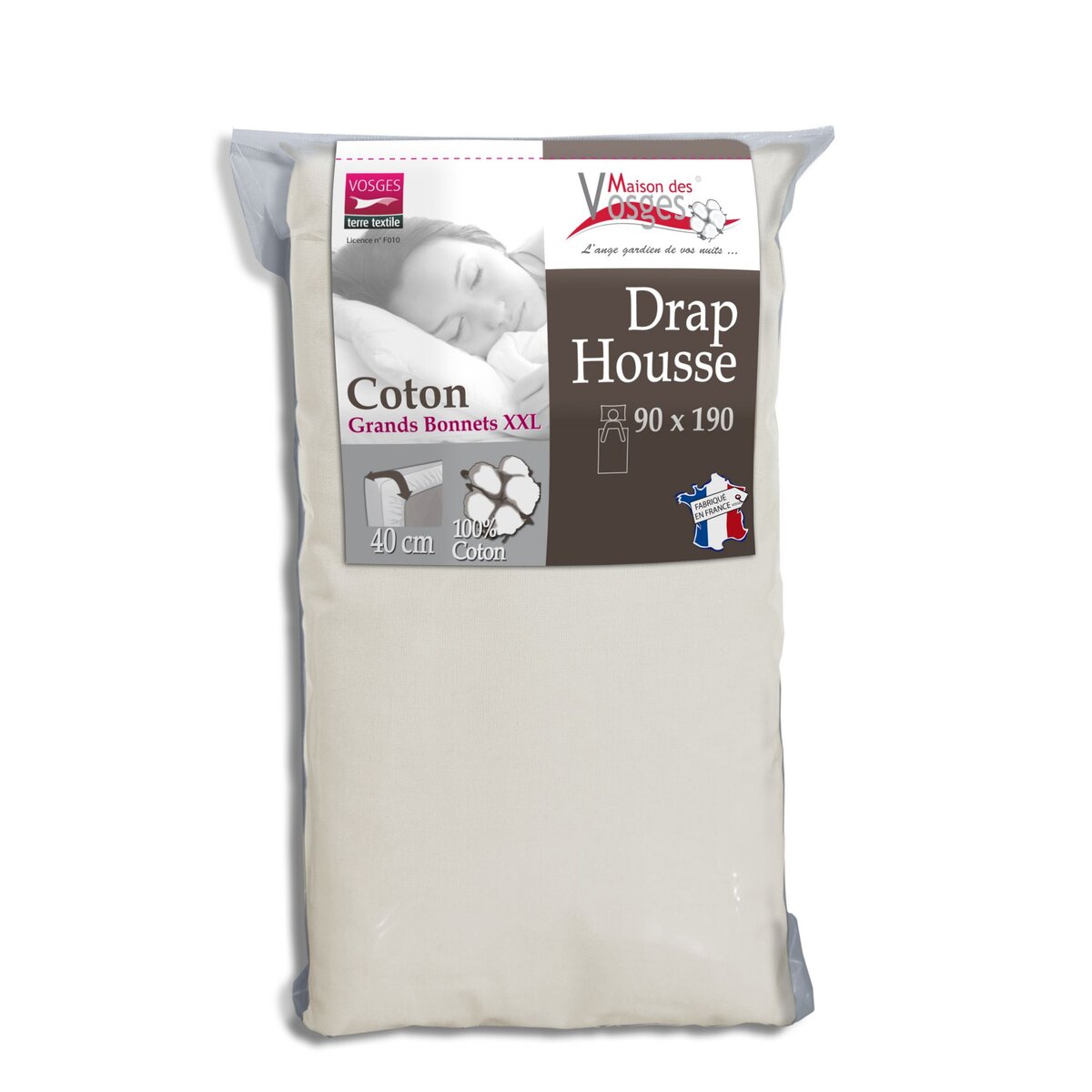 Drap housse en coton 57fils super grand bonnet 40cm spécial matelas très épais