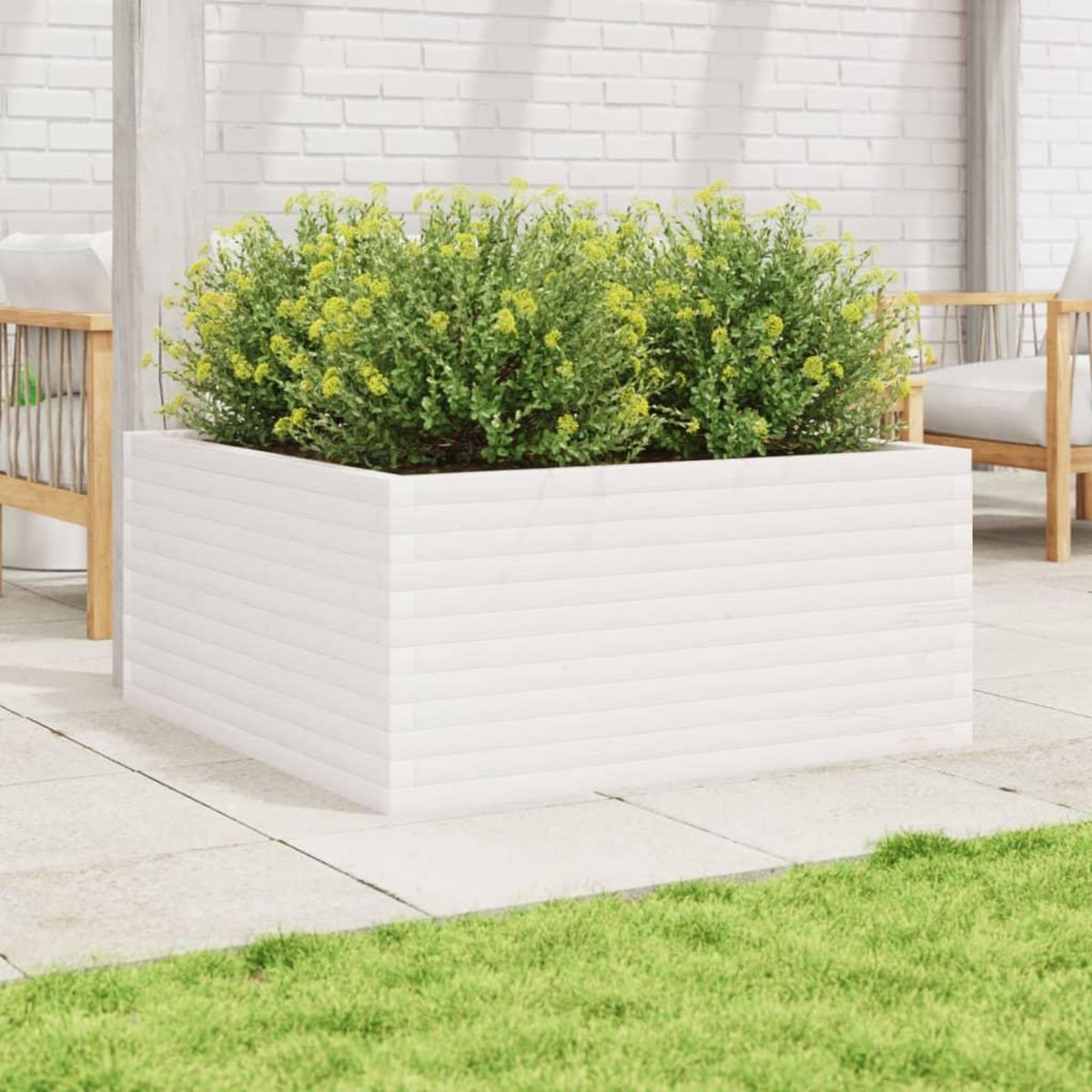 VIDAXL Jardiniere blanc 100x100x46 cm bois de pin massif