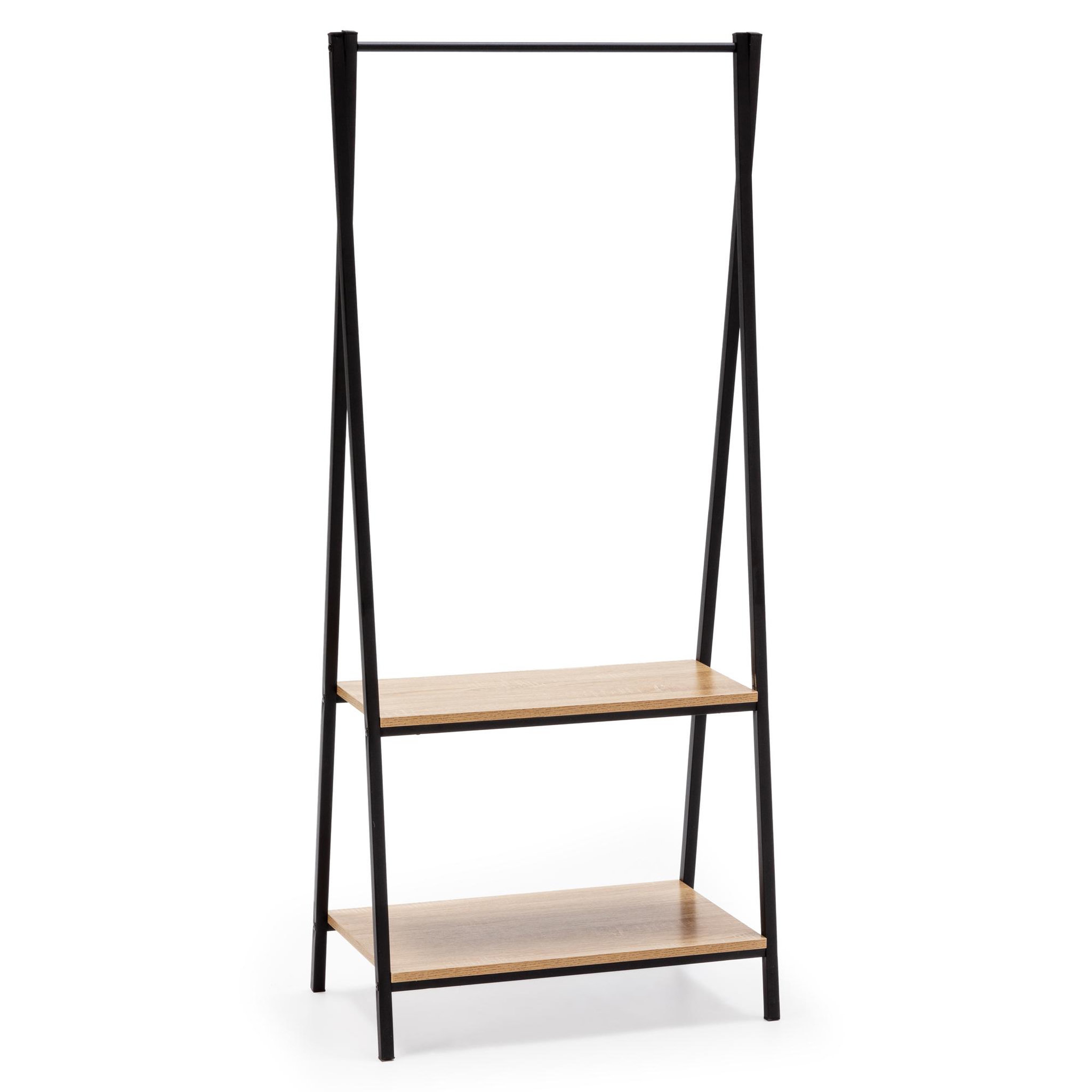 VS VENTA-STOCK Portemanteau Carla avec étagère 2 étagères 1 barre, coloris chêne/noir