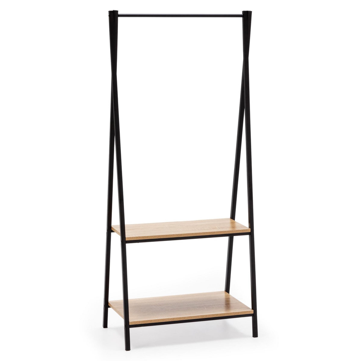 VS VENTA-STOCK Portemanteau Carla avec étagère 2 étagères 1 barre, coloris chêne/noir