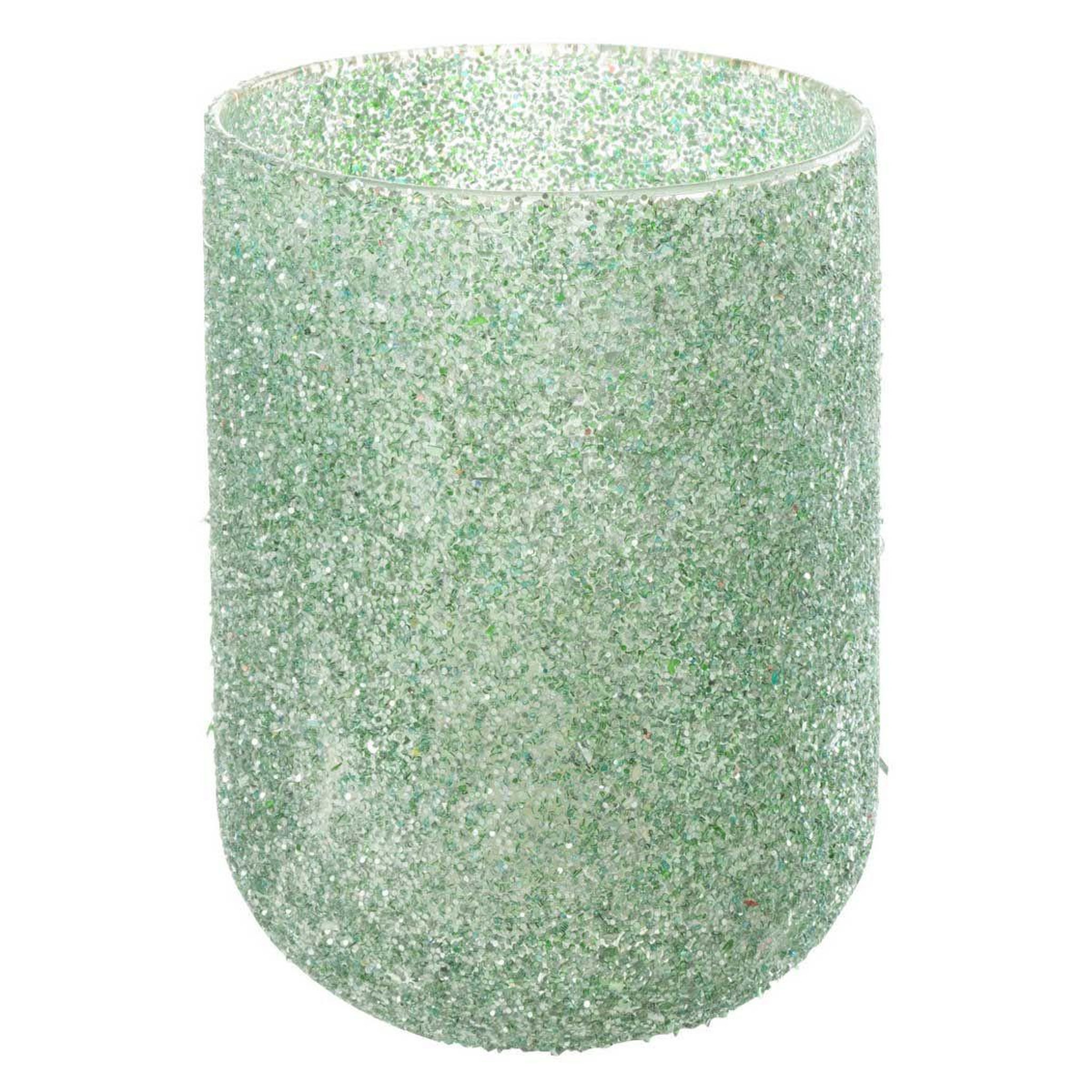 J-LINE Photophore déco en verre  fore  18cm vert