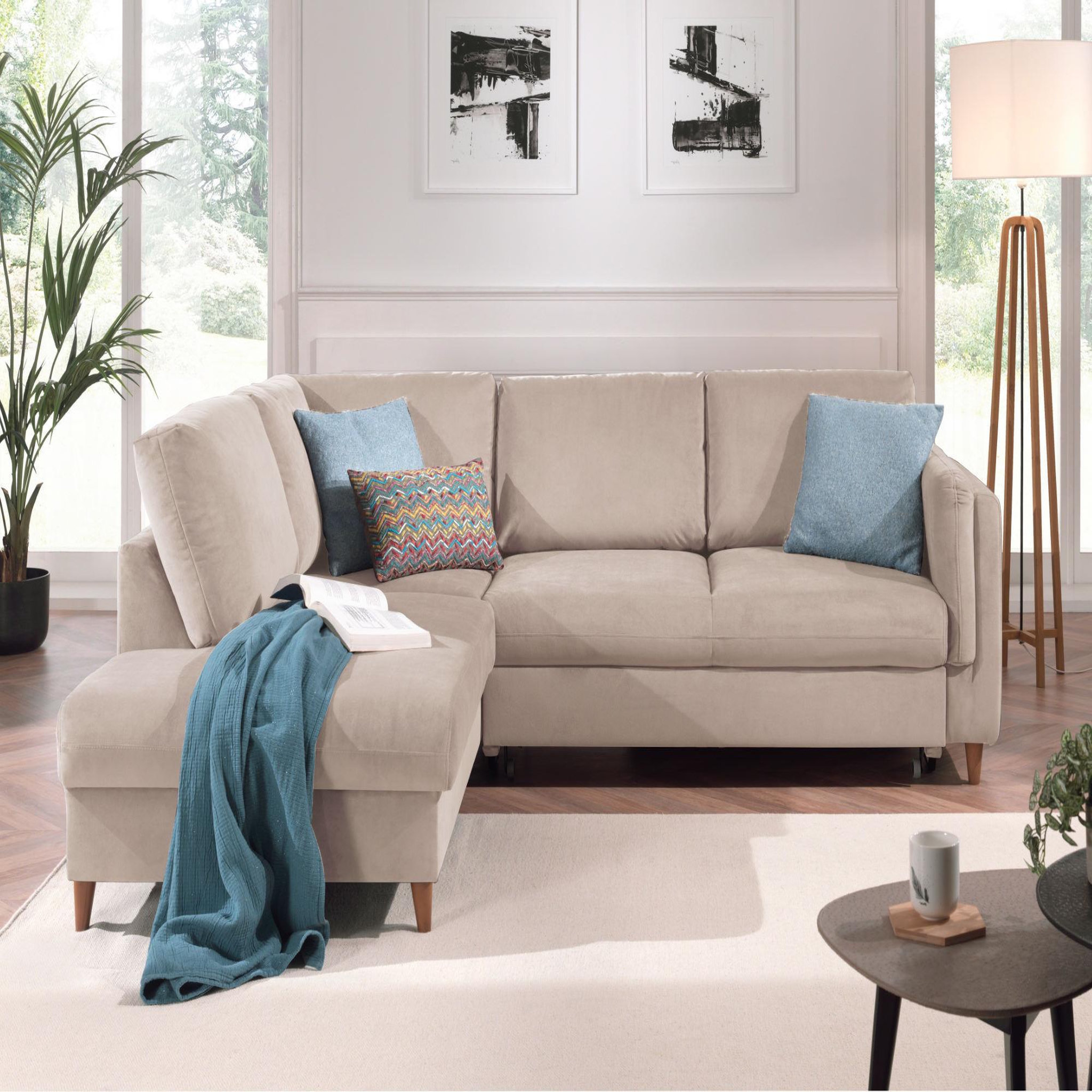 Voir la diapositive 2 : LISA DESIGN Brooke - canapé d'angle gauche - convertible - 5 places - en velours
