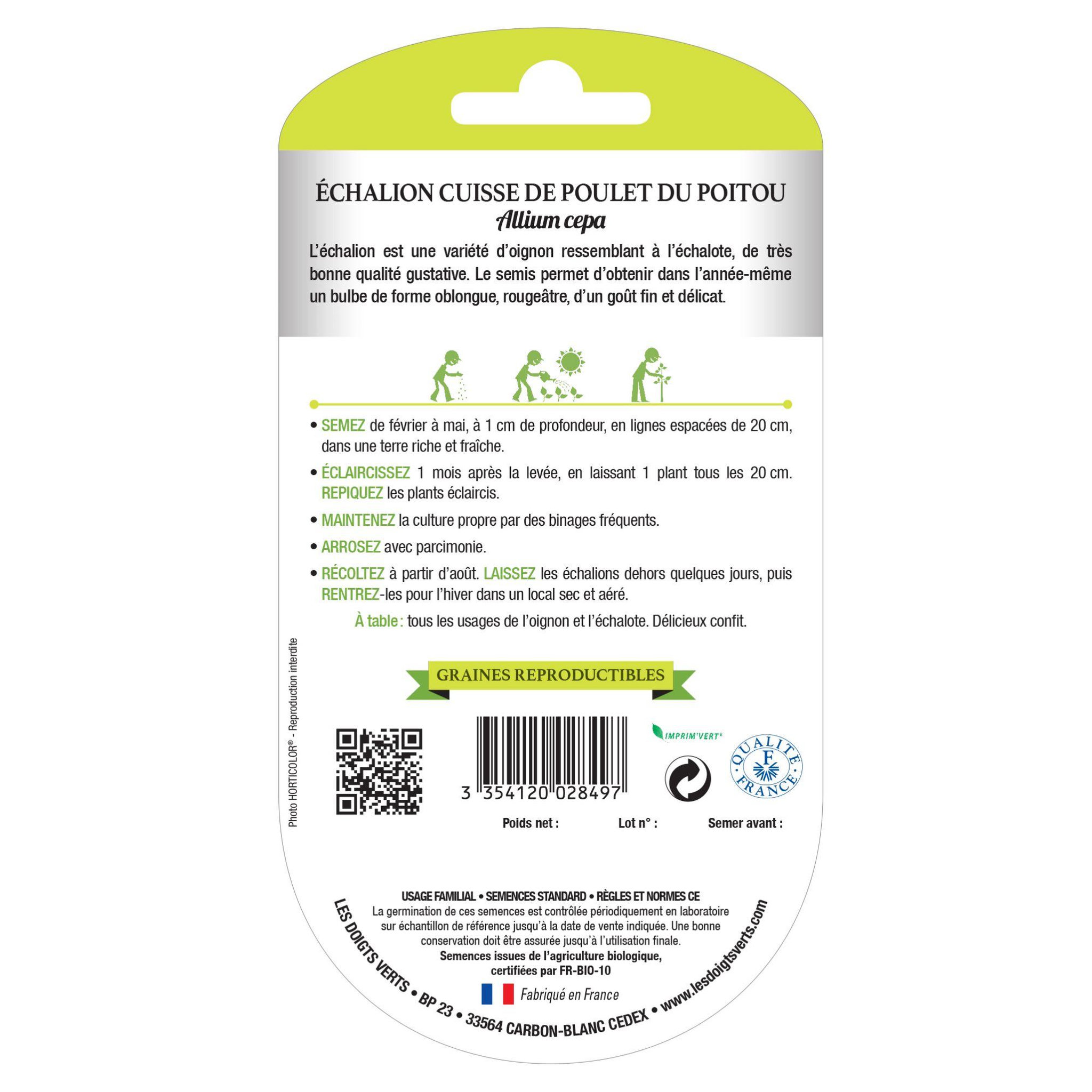 Voir la diapositive 2 : LES DOIGTS VERTS Graines échalion Cuisse de Poulet du Poitou BIO Les Doigts Verts