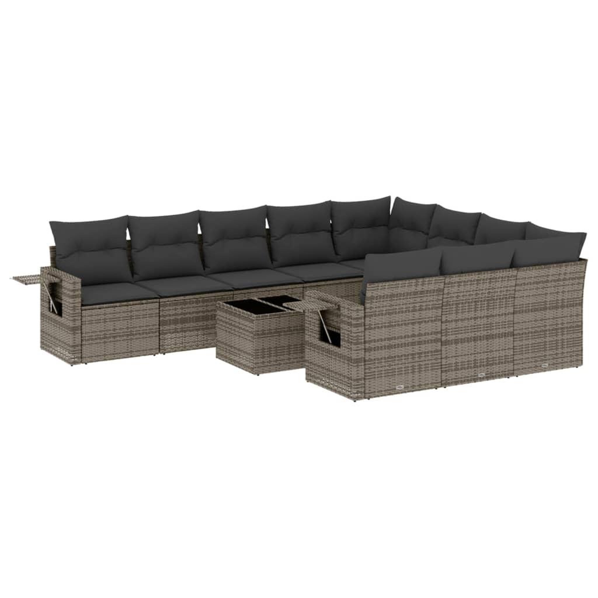 Voir la diapositive 2 : VIDAXL Salon de jardin 11 pcs avec coussins gris resine tressee