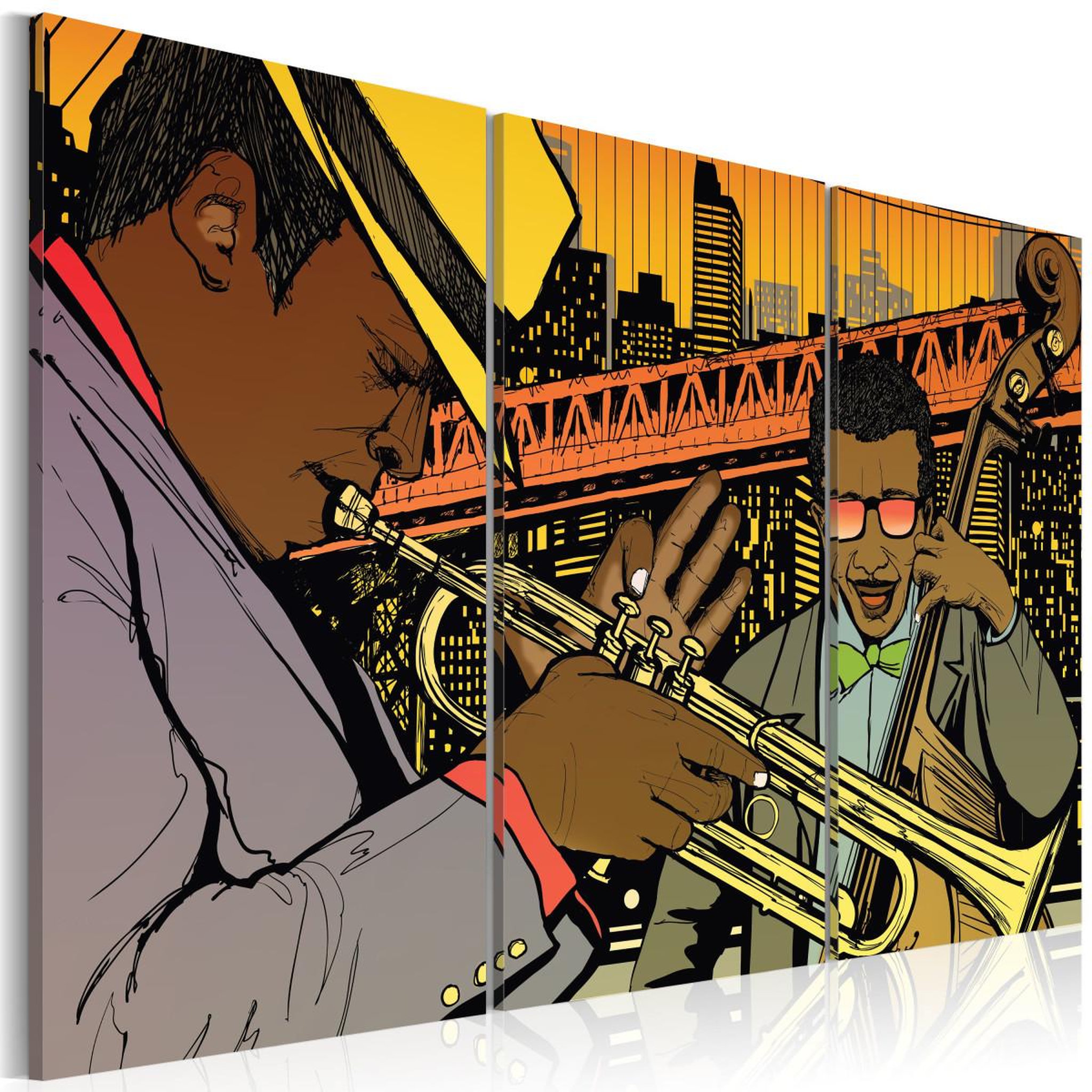 Paris Prix Tableau imprimé  musicien de jazz. Coloris disponibles : Multicolore