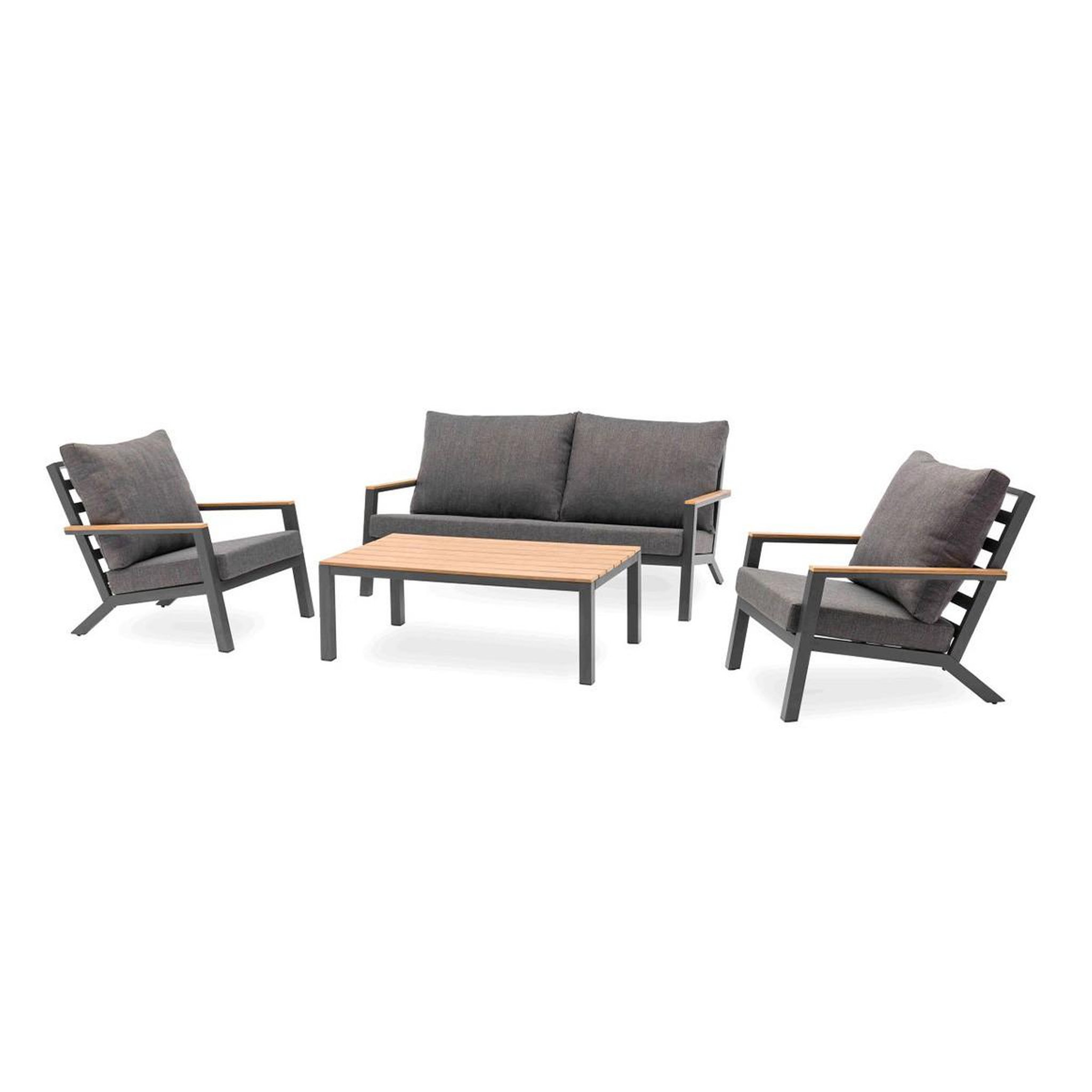 Voir la diapositive 2 : DCB GARDEN Salon de Jardin 5 Places  Kommos  175cm Gris Anthracite