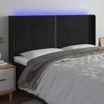 VIDAXL Tete de lit a LED Noir 203x16x118/128 cm Velours