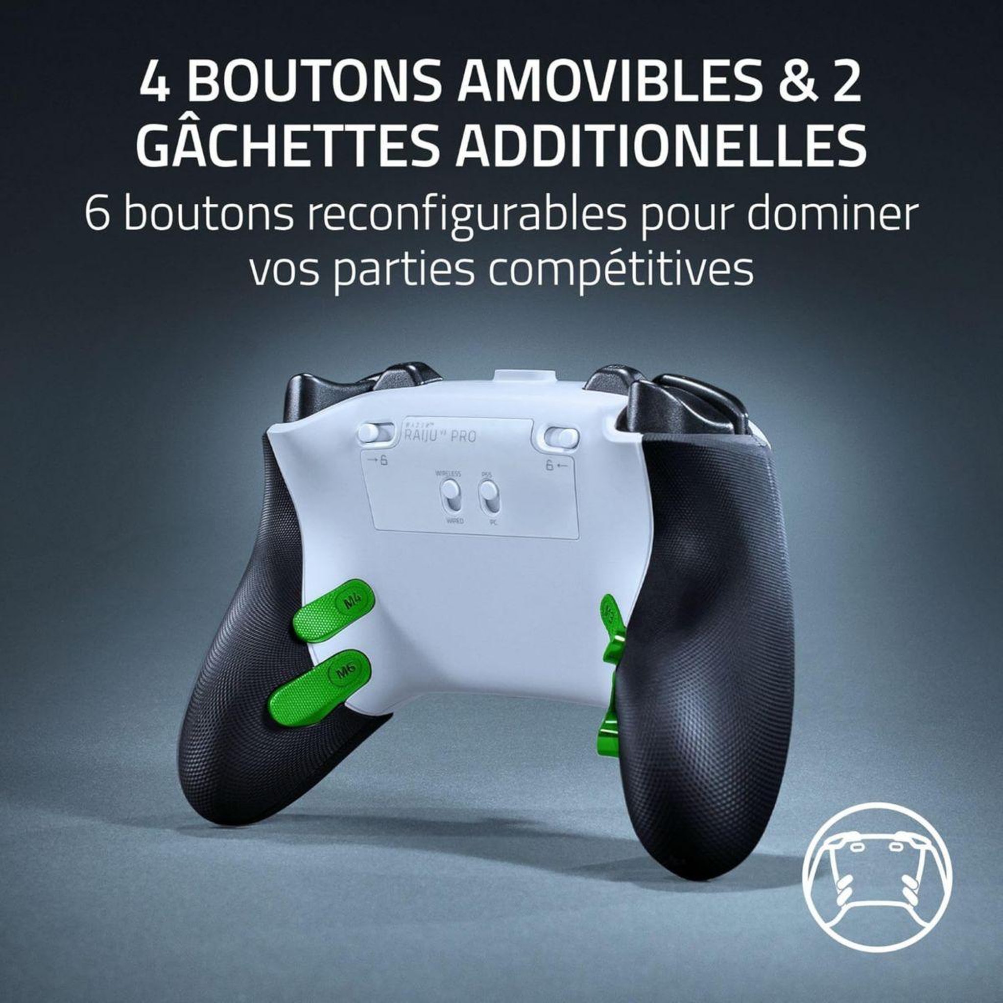 Voir la diapositive 5 : Razer Manette Raiju V3 Pro Blanc