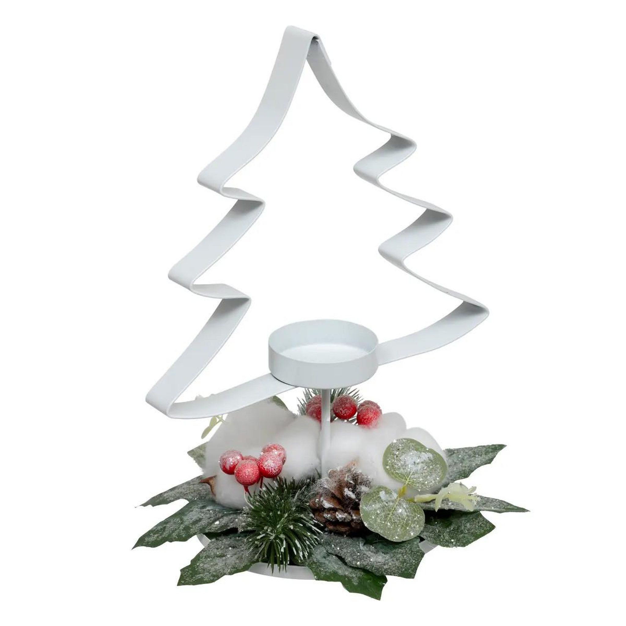 ATMOSPHERA Photophore déco en métal  sapin de noël  25cm blanc