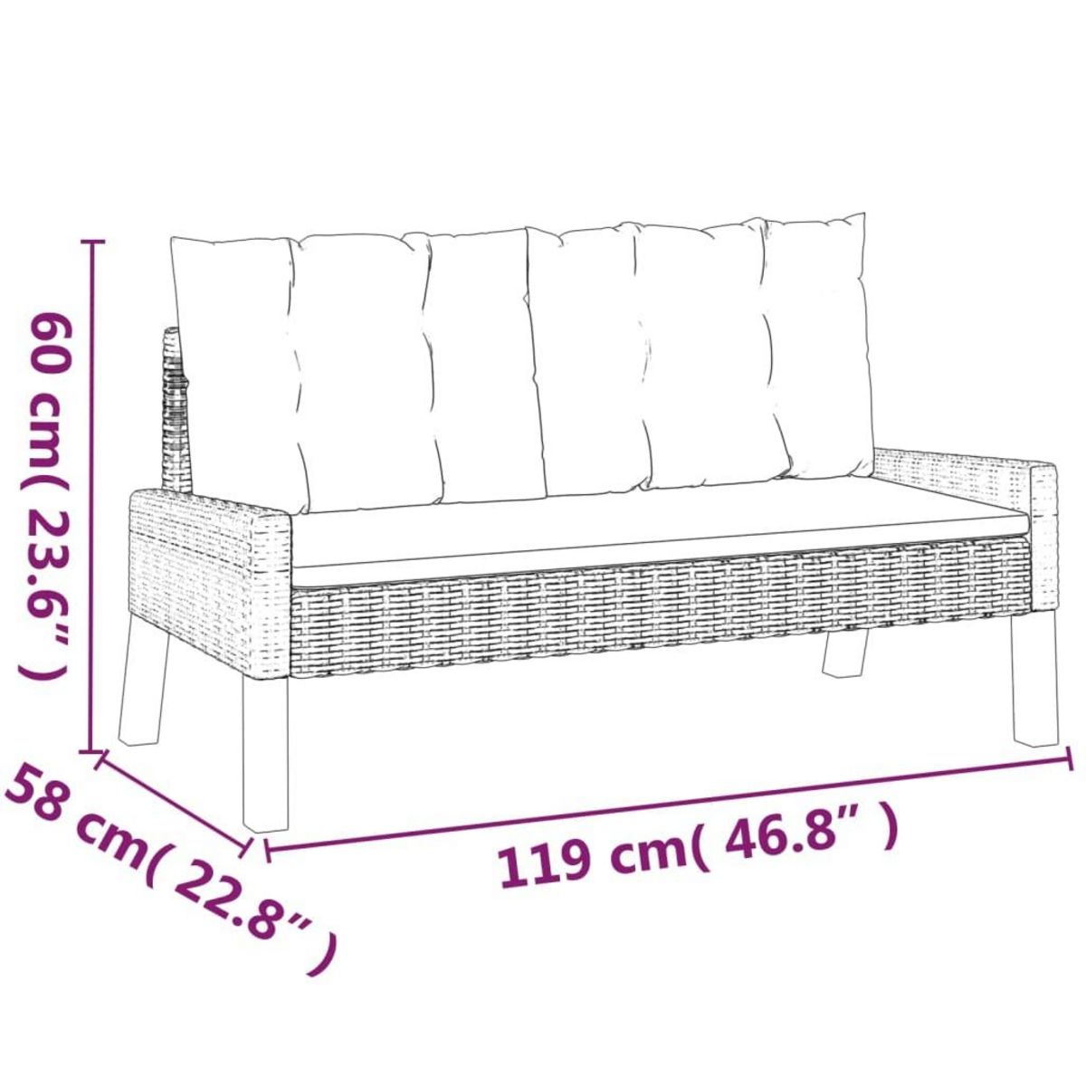 VIDAXL Salon de jardin 4 pcs et coussins Resine tressee et bois massif
