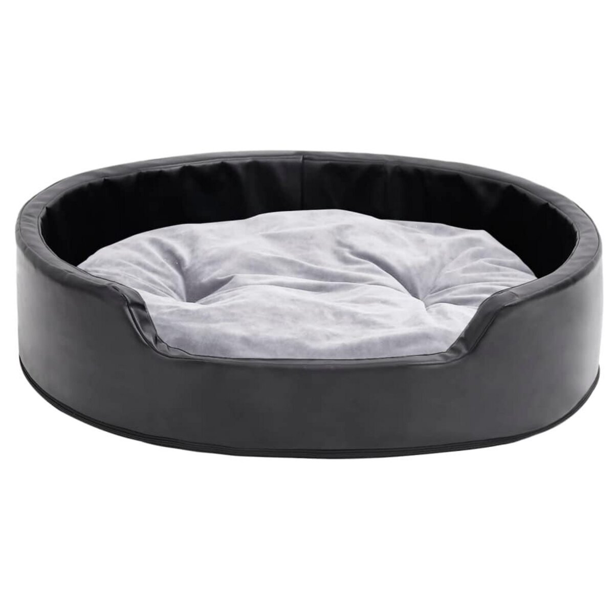 VIDAXL Lit pour chiens Noir et gris 79x70x19 cm Peluche et similicuir