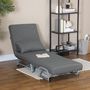 Voir la diapositive 4 : HOMCOM Fauteuil chauffeuse canapé-lit convertible inclinable 1 place grand confort coussin lombaires accoudoirs piètement métal lin gris foncé