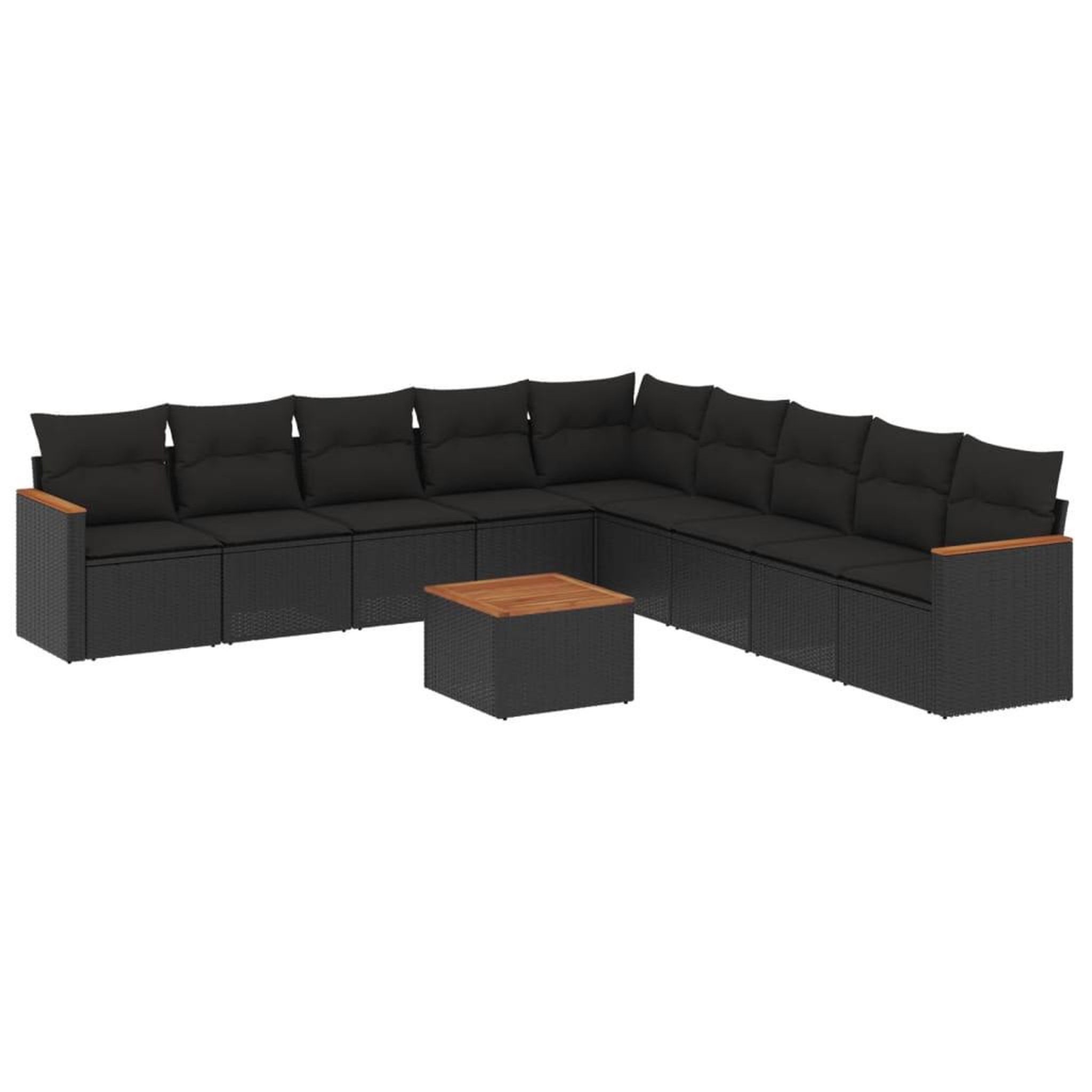 Voir la diapositive 2 : VIDAXL Salon de jardin 10 pcs avec coussins noir resine tressee