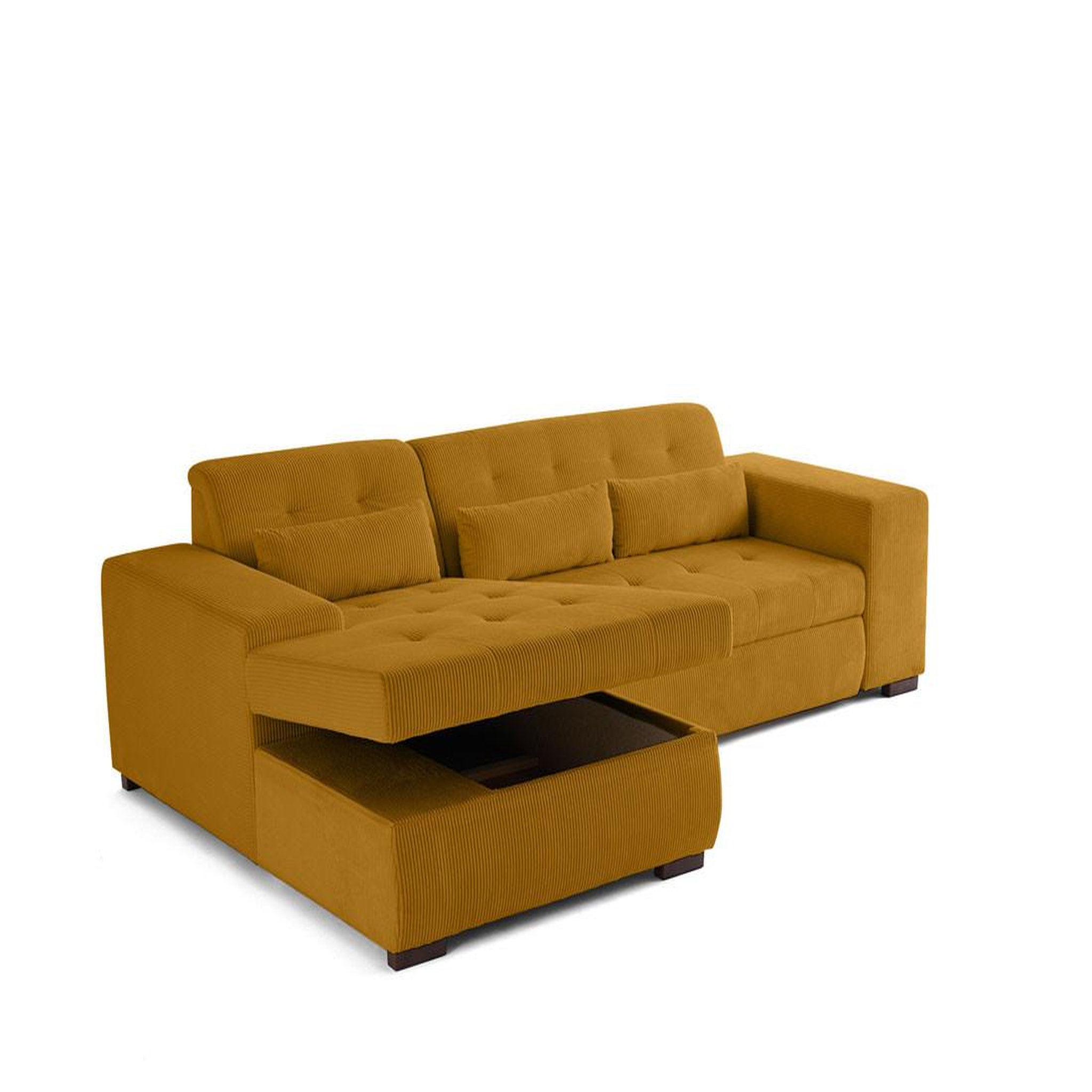 Voir la diapositive 4 : LISA DESIGN Vermont - canapé d'angle gauche - 4 places - convertible avec coffre - en velours côtelé