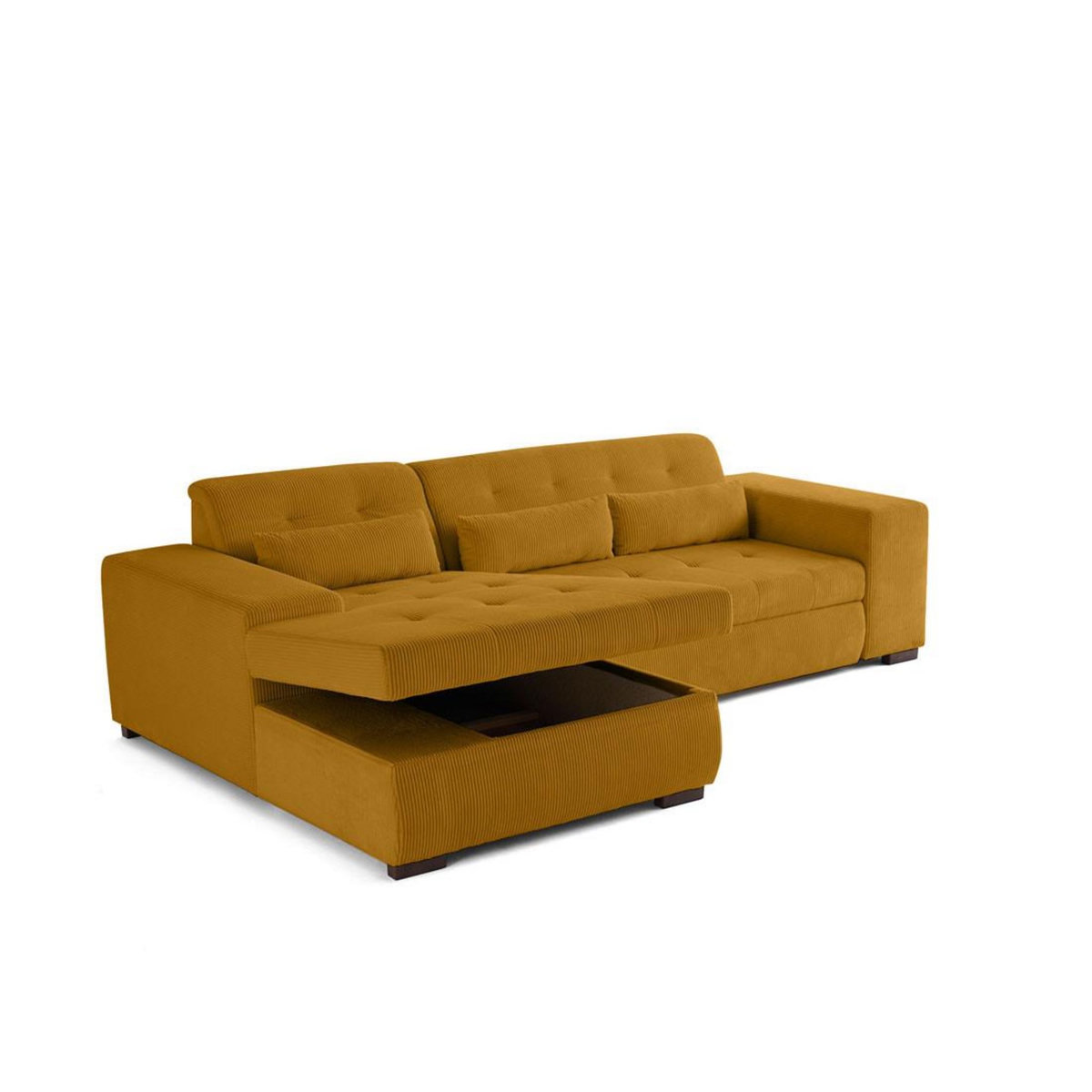 LISA DESIGN Vermont - canapé d'angle gauche - 4 places - convertible avec coffre - en velours côtelé