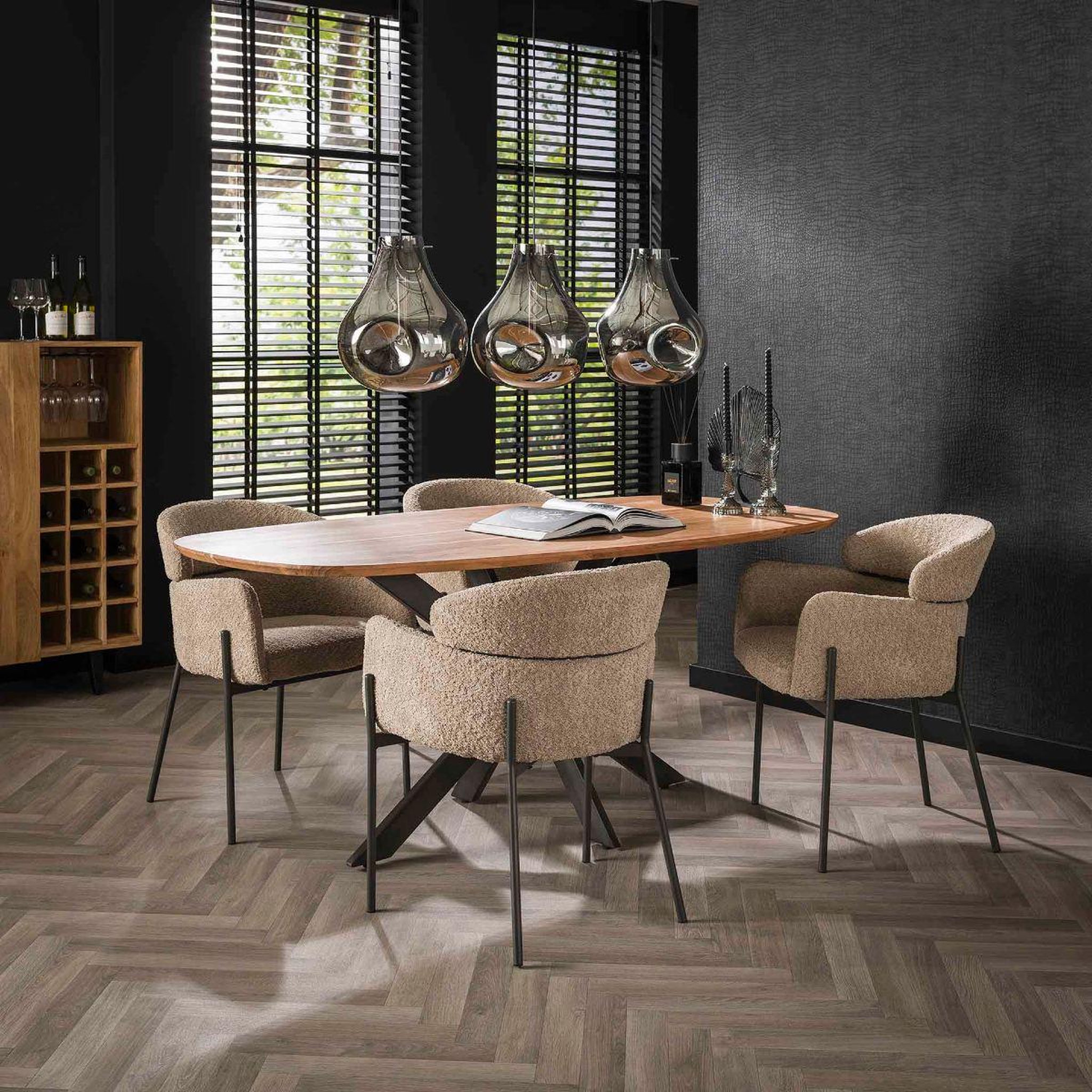 Voir la diapositive 3 : JLC KREATION Table à manger ovale en bois avec pied central dartus1
