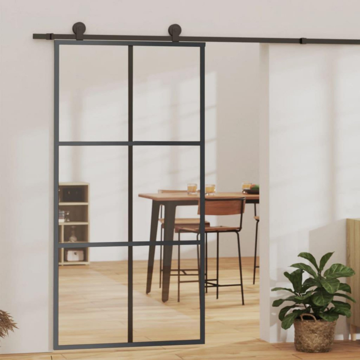 VIDAXL Porte coulissante Verre ESG et aluminium 102x205 cm Noir