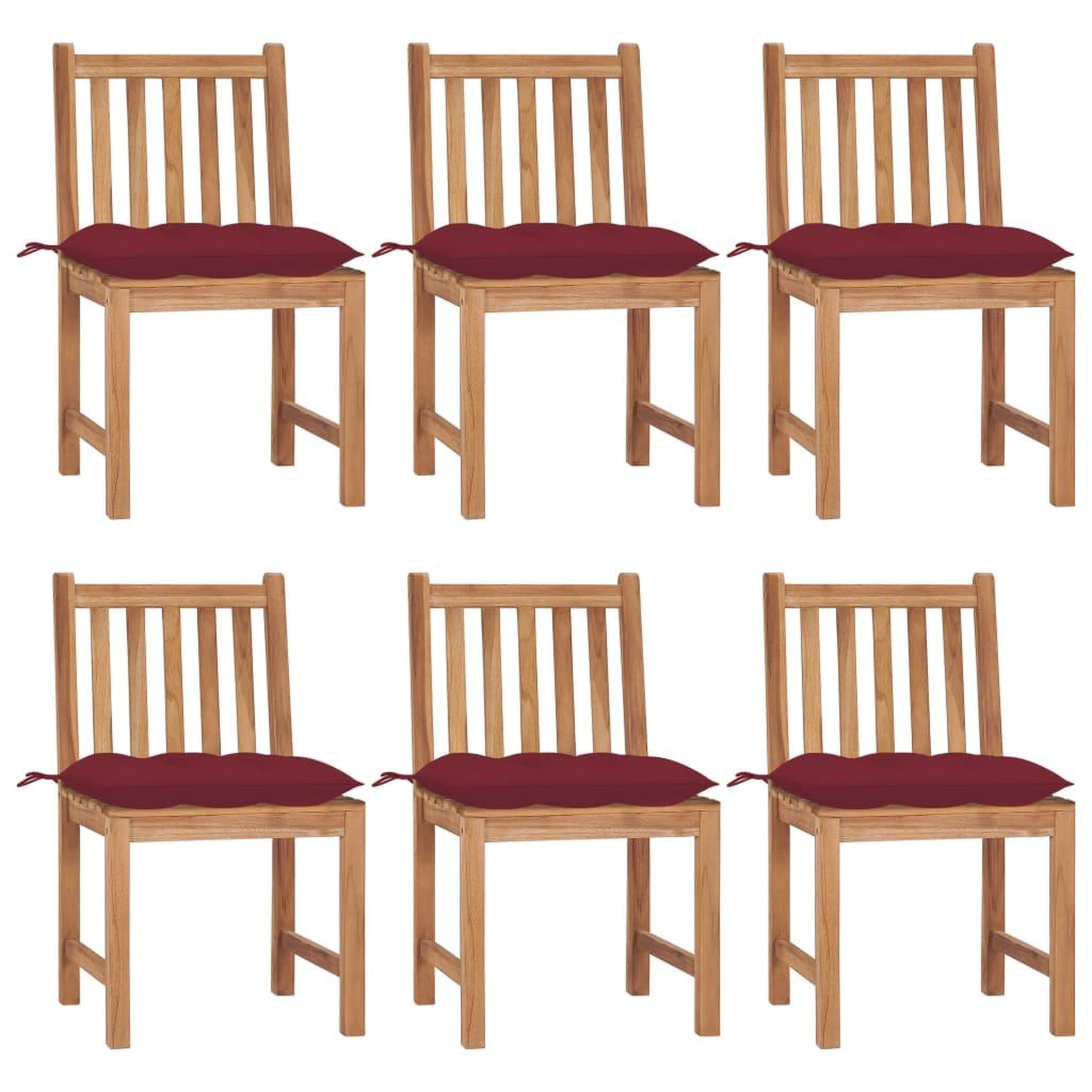Voir la diapositive 1 : VIDAXL Chaises de jardin lot de 6 avec coussins Bois de teck massif