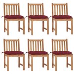 VIDAXL Chaises de jardin lot de 6 avec coussins Bois de teck massif
