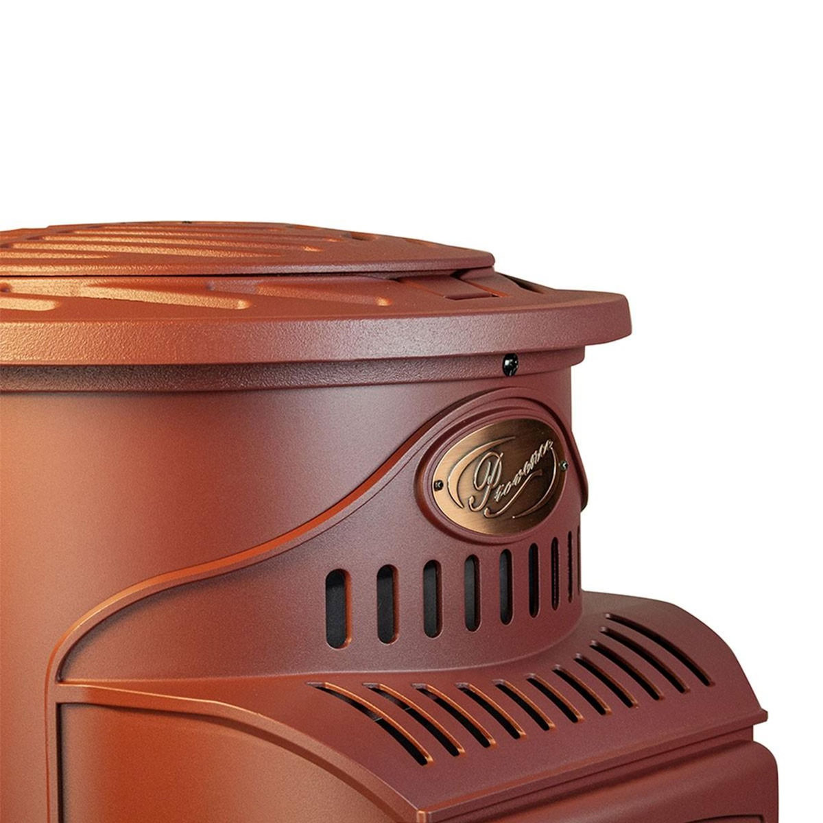 UNIVERSAL Poêle à gaz Fonte véritable 3.4KW Rouge Chauffage d'appoint au gaz Effet feu de bois Provence UNIVERSAL