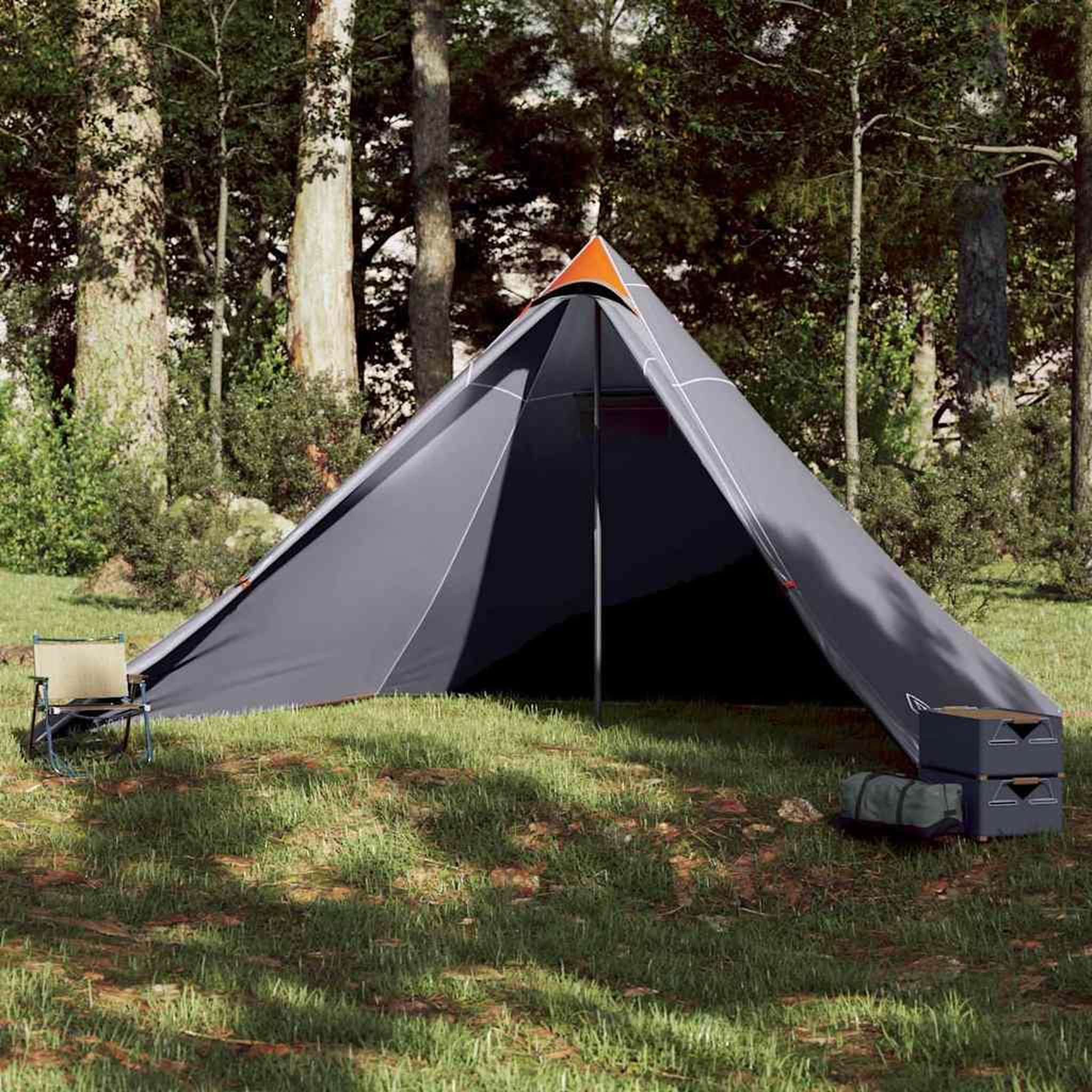 VIDAXL Tente familiale tipi 7 personnes gris et orange impermeable