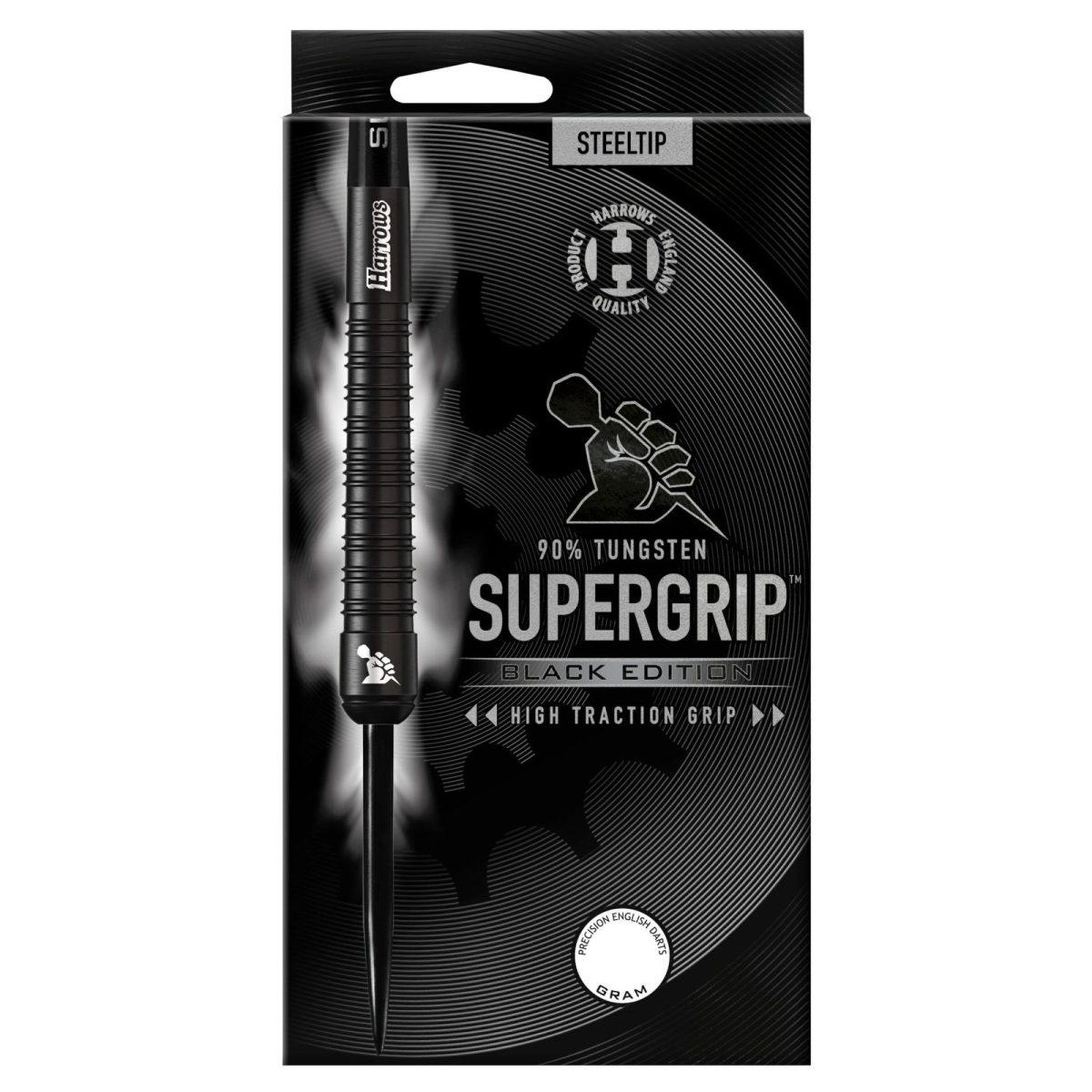 Harrows Fléchettes Supergrip 90 Black Edition pointe acier 22g