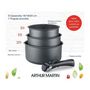 Voir la diapositive 3 : Arthur Martin Batterie de cuisine ARTHUR MARTIN AM777GM Set de 3 casseroles - Gris Mat 16-18-20 cm + 1 poignée amovible - Tous feux dont indu