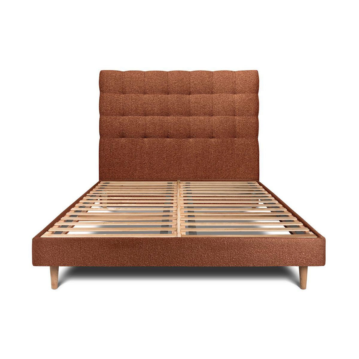 Sommeil de Plomb Lit avec tête de lit capitonnée bouclette et sommier kit - Hauteur totale : 29cm