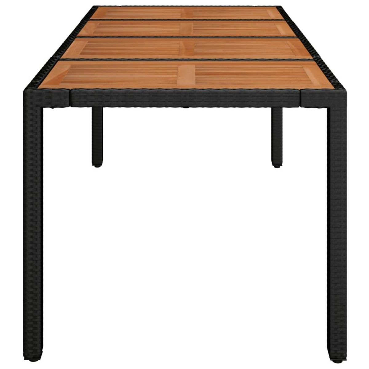 VIDAXL Table de jardin dessus en bois Noir 190x90x75 cm Resine tressee