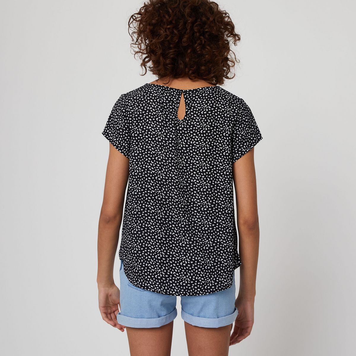 IN EXTENSO Blouse noir imprimé plumetis femme