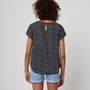 Voir la diapositive 2 : IN EXTENSO Blouse noir imprimé plumetis femme