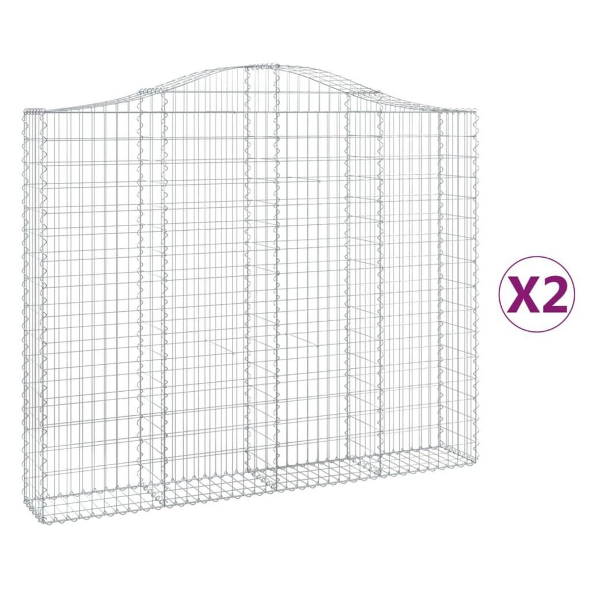 VIDAXL Paniers a gabions arques 2 pcs 200x30x160/180 cm Fer galvanise