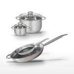 ELO Lot 2 Poêles 24/32cm & 2 Faitouts 12/24cm Elo Relief Solution