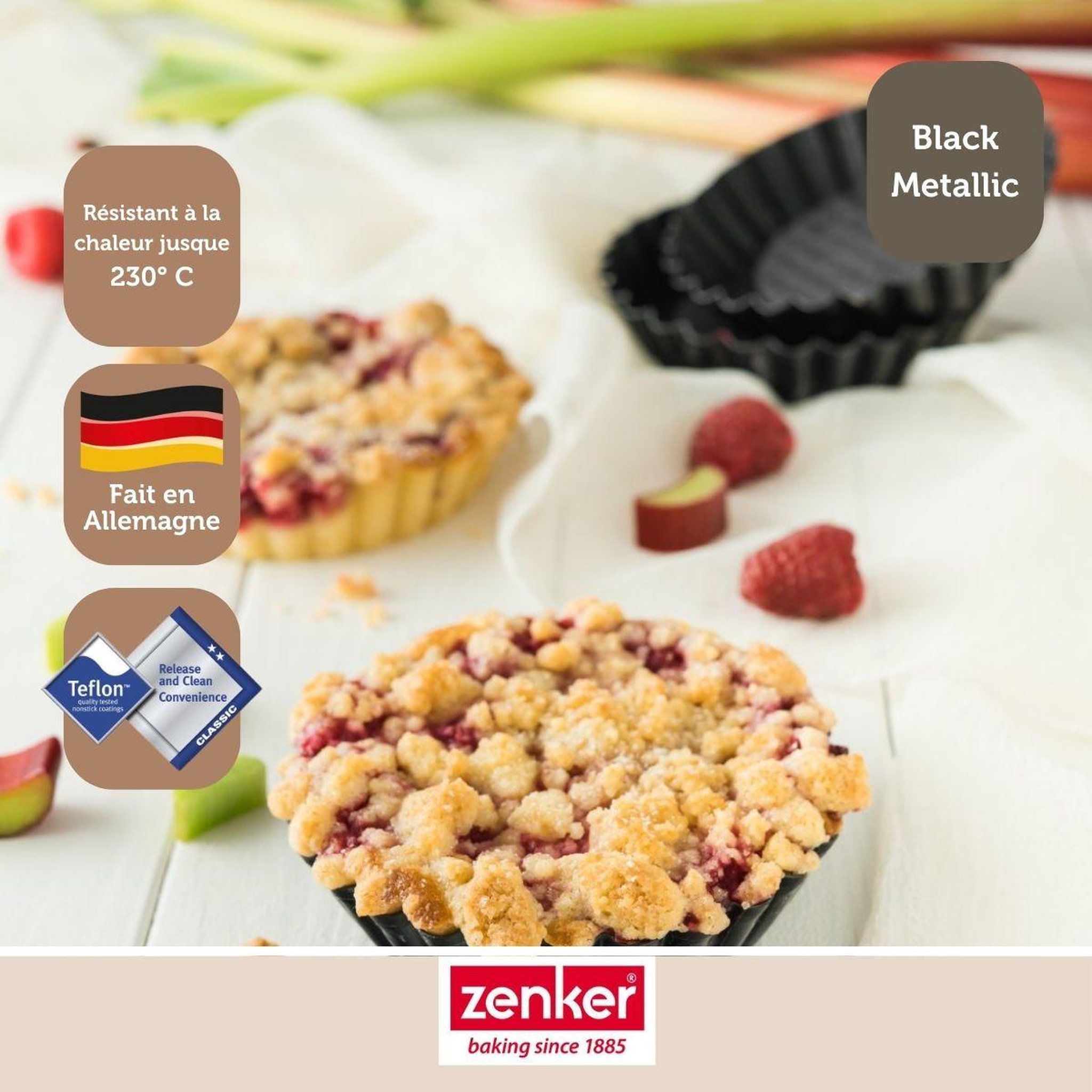 Voir la diapositive 5 : ZENKER Ensemble de 12 moules à tartelettes 10 cm zenker black metallic