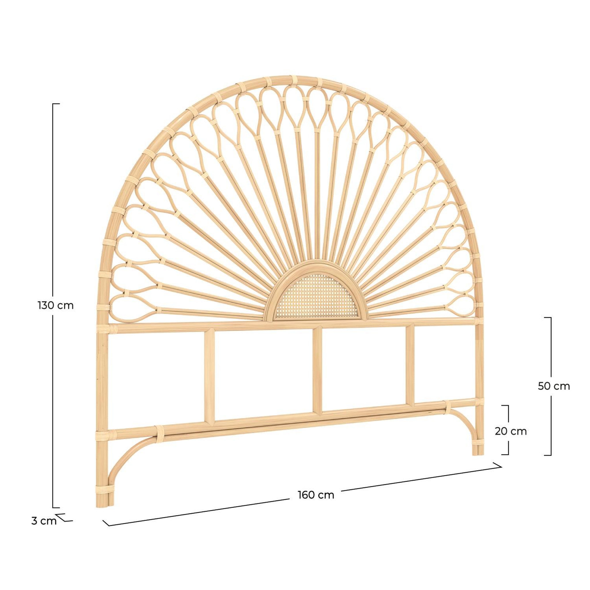Voir la diapositive 4 : MAISON PAVANE Tête de lit en rotin naturel 160 cm-alan