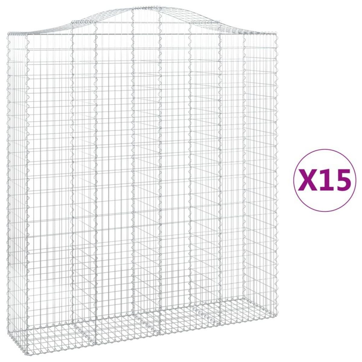 VIDAXL Paniers a gabions arques 15 pcs 200x50x220/240 cm Fer galvanise
