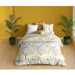 Les Ateliers du Linge Parure de housse de couette 100% coton bio 57fils eloa. Coloris disponibles : Jaune
