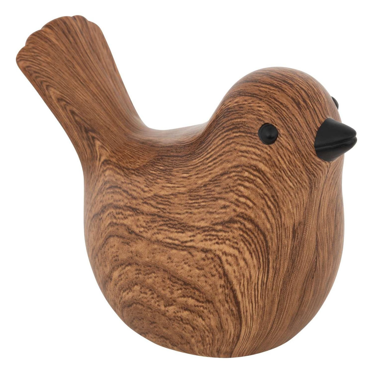 ATMOSPHERA Ensemble de 2 oiseaux en céramique imitation bois - Marron