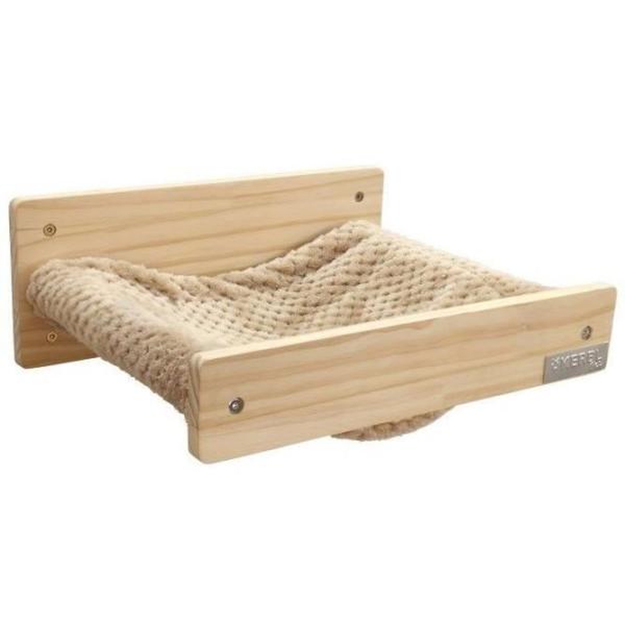 KERBL KERBL - Hamac mural pour chats - TIMBER - 38 x 33,5 x 16 cm - Bois massif - Tissu peluche