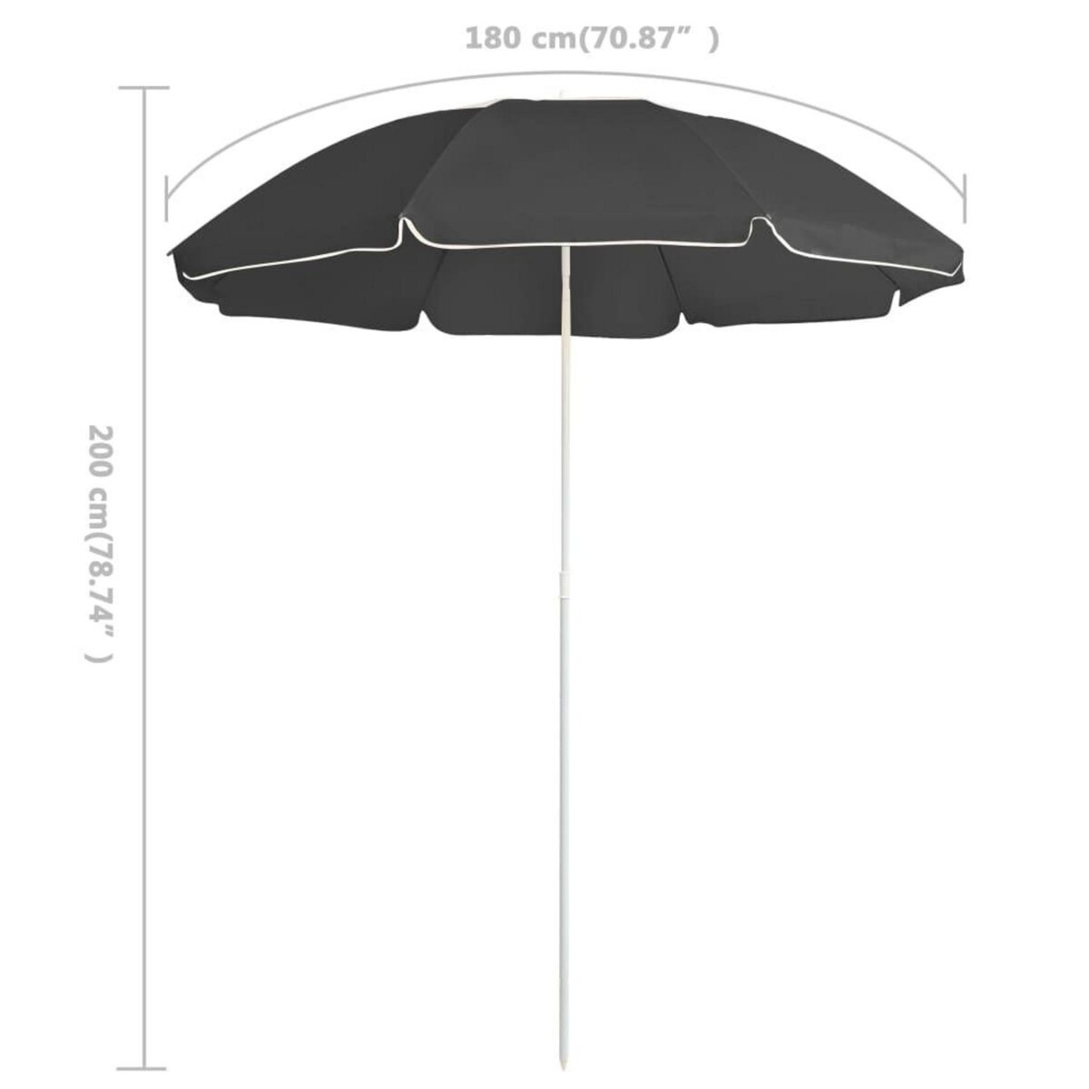 VIDAXL Parasol de jardin avec mat en acier anthracite 180 cm