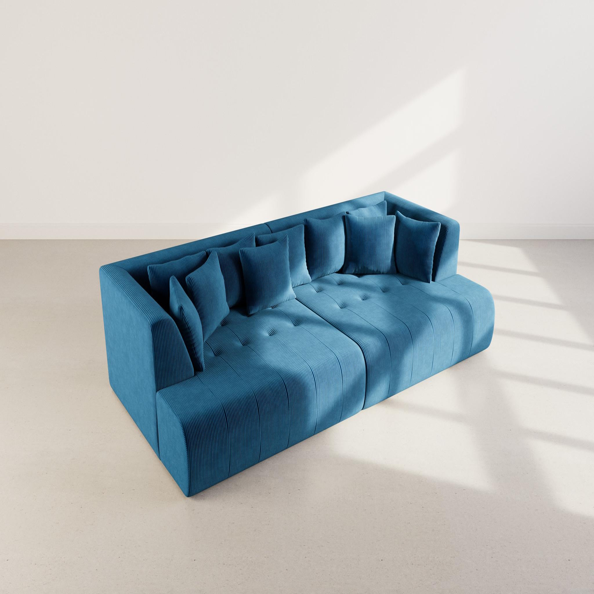 Voir la diapositive 3 : LISA DESIGN Onyx - canapé droit 4 places avec double méridienne - assise profonde - en velours côtelé