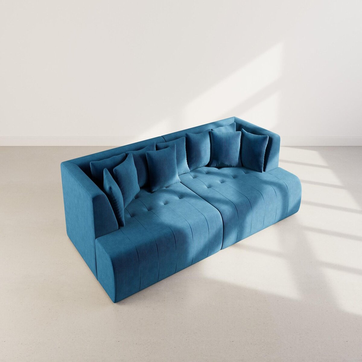 LISA DESIGN Onyx - canapé droit 4 places avec double méridienne - assise profonde - en velours côtelé