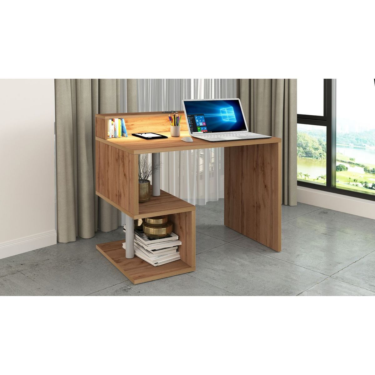 Bureau droit avec rehaussement L100 cm SANTA