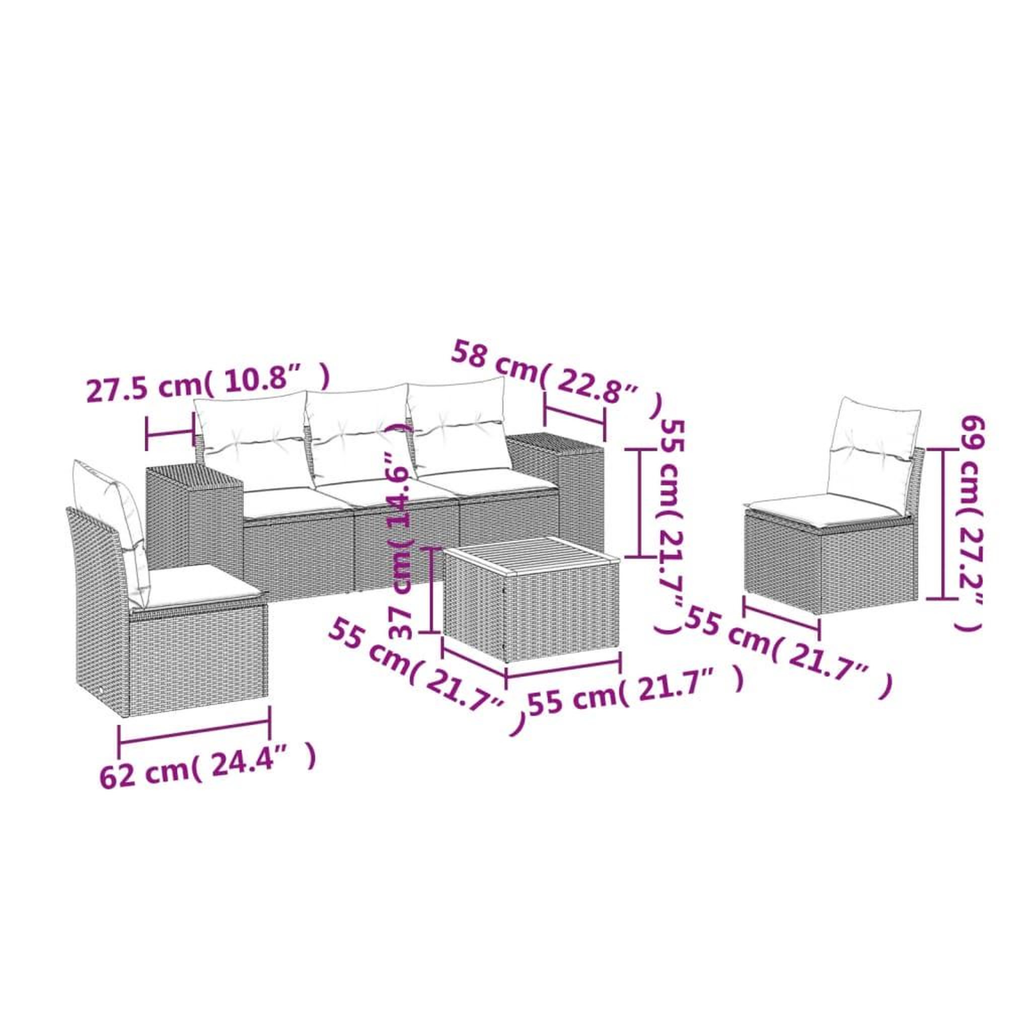 Voir la diapositive 3 : VIDAXL Salon de jardin 6 pcs avec coussins noir resine tressee