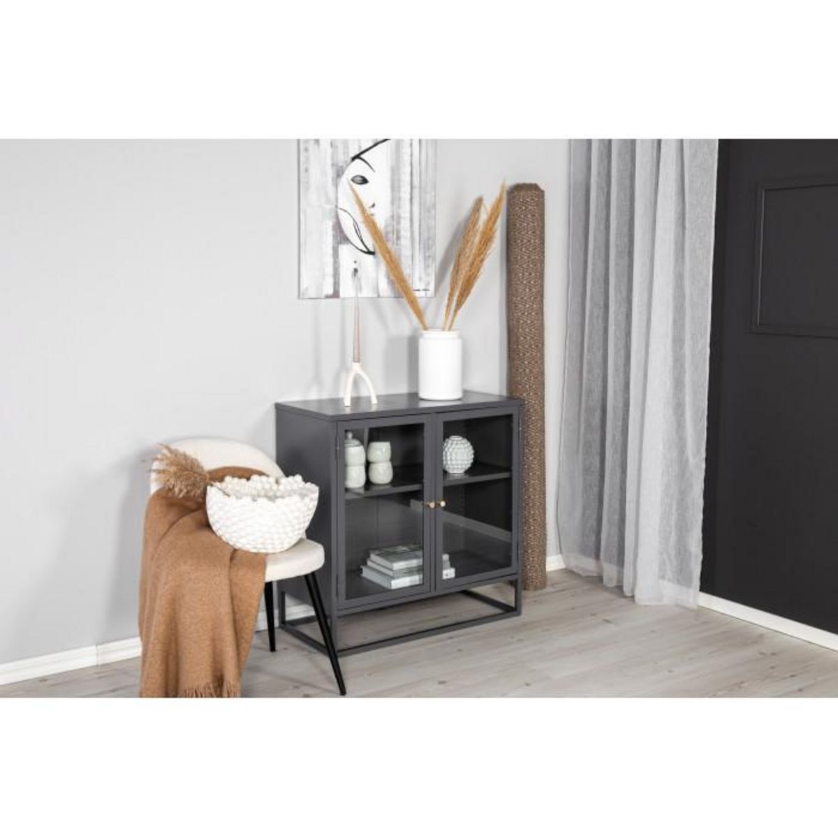 Paris Prix Vitrine 2 Portes  Bakal  85cm Gris Clair