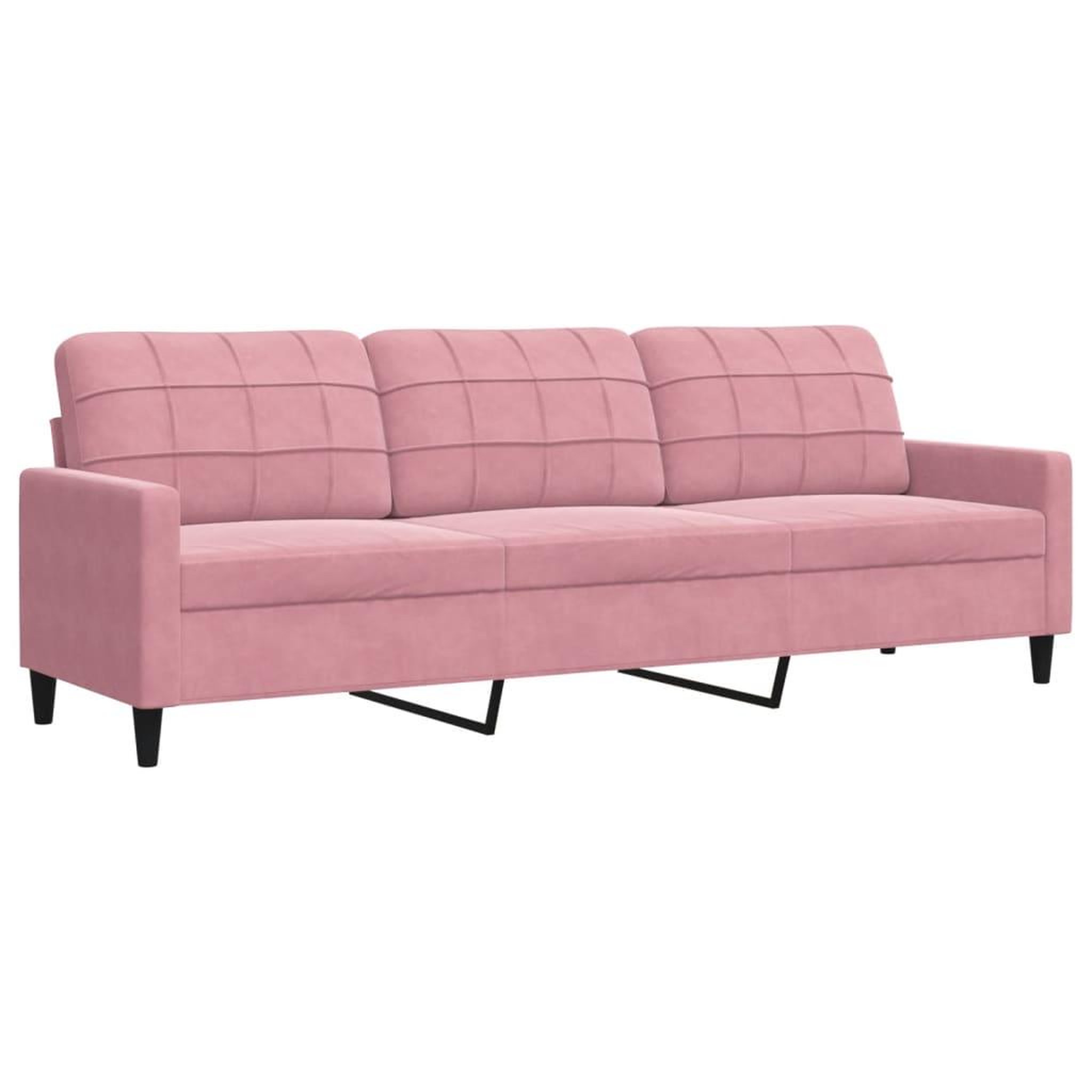 Voir la diapositive 2 : VIDAXL Canape a 3 places Rose 210 cm Velours