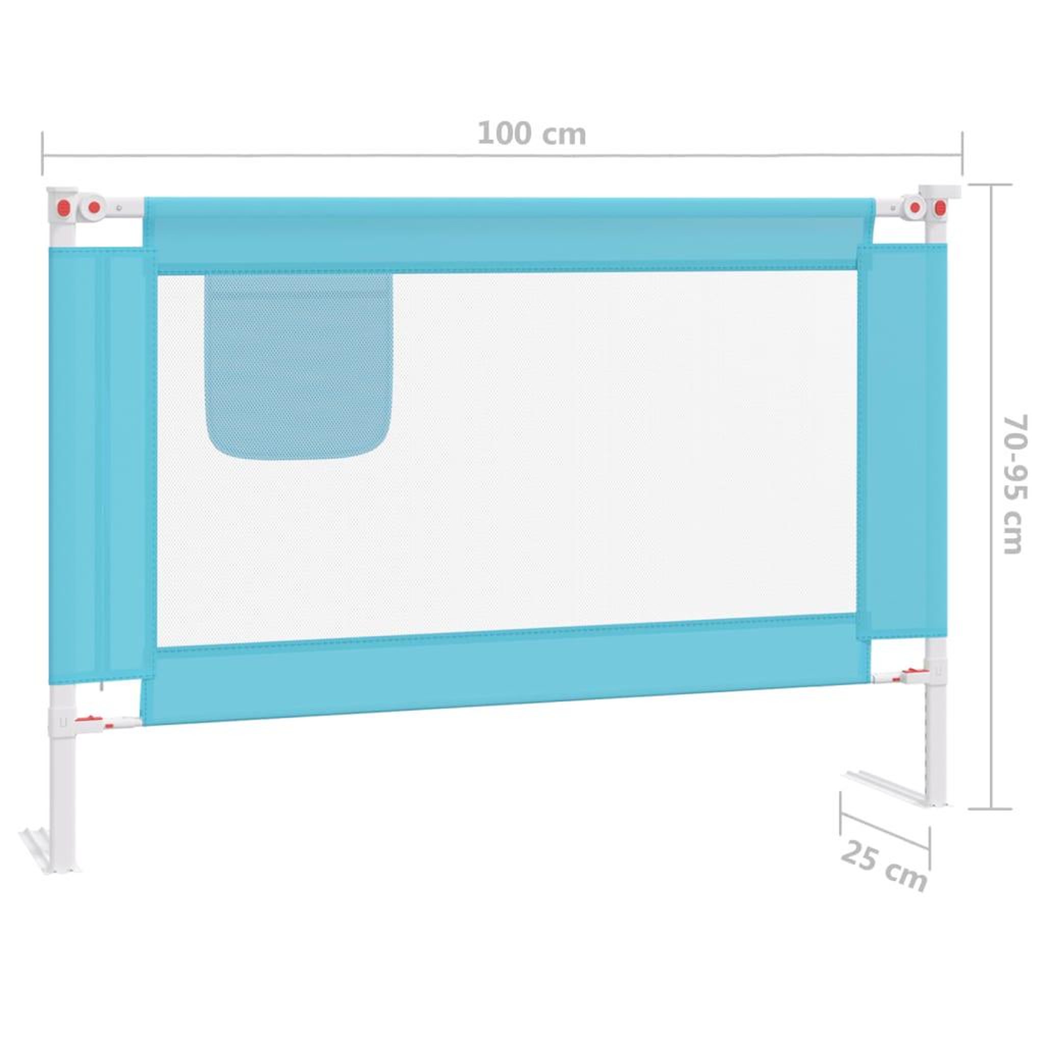 Voir la diapositive 6 : VIDAXL Barriere de securite de lit d'enfant Bleu 100x25 cm Tissu
